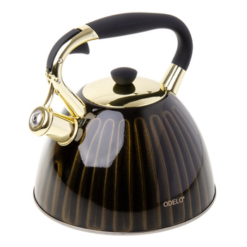 Czajnik czarno złoty 3l stalowy indukcja gaz tradycyjny z gwizdkiem