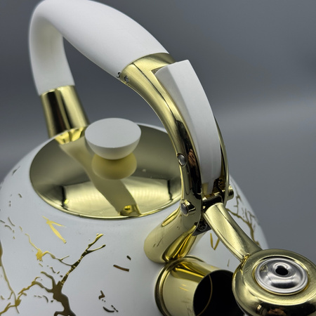 Czajnik Stalowy Tradycyjny 3,0L DARIO biały złoty/OD2113