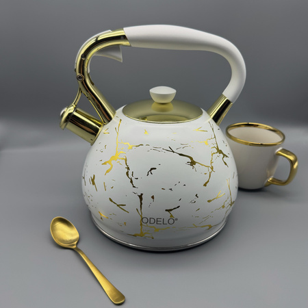 Czajnik Stalowy Tradycyjny 3,0L DARIO biały złoty/OD2113