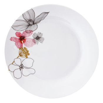 Talerz obiadowy płytki 23cm okrągły motyw roślinny