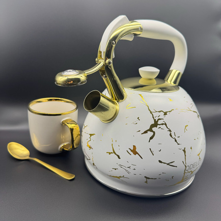 Czajnik Stalowy Tradycyjny 3,0L DARIO biały złoty/OD2113