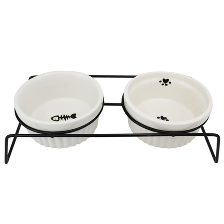 MISKI CERAMICZNE ZE STELAŻEM dla Kota 31,2x13x8,4cm