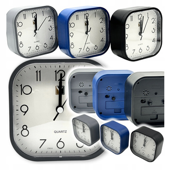 Budzik kwadrat. na bat.10x10cm mix kolor/DI3485