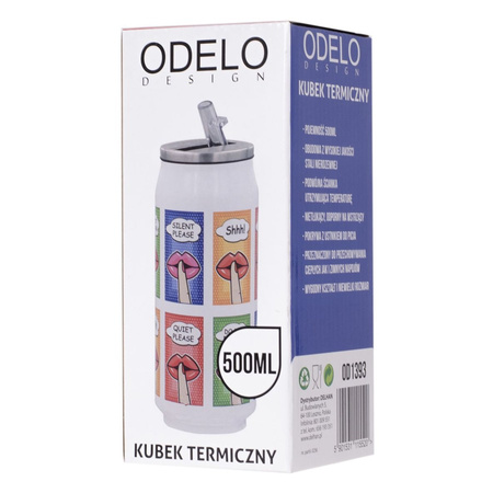 KUBEK TERMICZNY Z DZIÓBKIEM TERMOS AUTA SZKOŁY PUSZKA 500ML "Cisza" biały