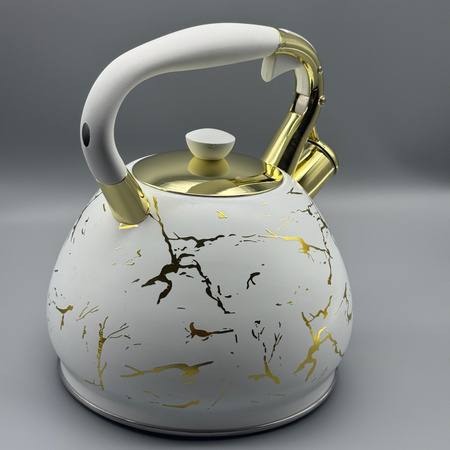 Czajnik Stalowy Tradycyjny 3,0L DARIO biały złoty/OD2113