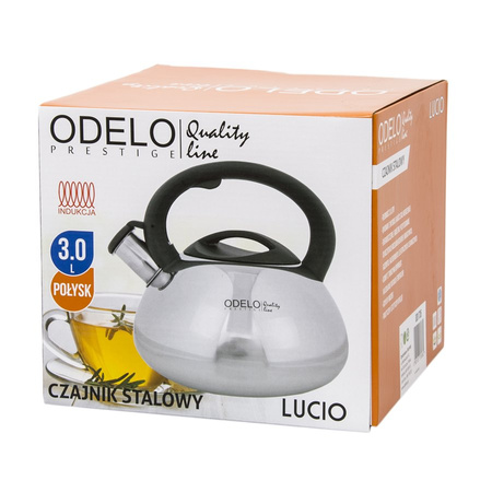 Czajnik stal. LUCIO z gwizd. 3.0L połysk/OD1735