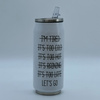KUBEK TERMICZNY Z DZIÓBKIEM TERMOS BIAŁY CZARNY NAPIS DO AUTA PUSZKA 500ML "I'm Tired"
