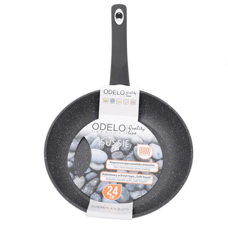 Patelnia tradycyjna z powłoką mineralna 24 cm czarna