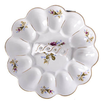 Talerz do jaj okr. z uchw. róża/złoto/OD8504