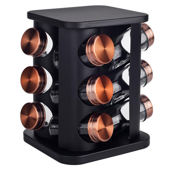 Stojak na przyprawy KOVAN 12 słoików czarny/OD2541