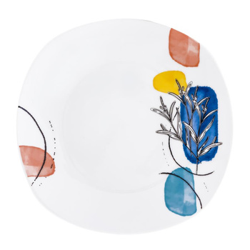 Talerz Deserowy 23 cm biały ODELIA KLASYCZNY KOLOROWY WZÓR