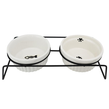 MISKI CERAMICZNE ZE STELAŻEM dla Kota 31,2x13x8,4cm