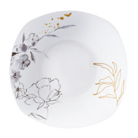 Talerz Obiadowy głęboki do Motyw roślinny Porcelana 23cm MIRIAM Biały