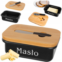 Roy.Maselnica z nożem drewno+czarny/BB2761